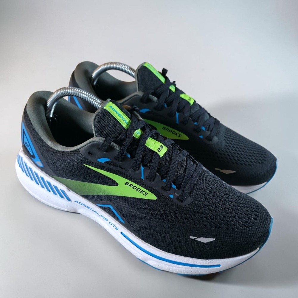 Brooks Adrenaline GTS 23 Running Shoes Sneakers Mens Size 10 Black Volt Blue